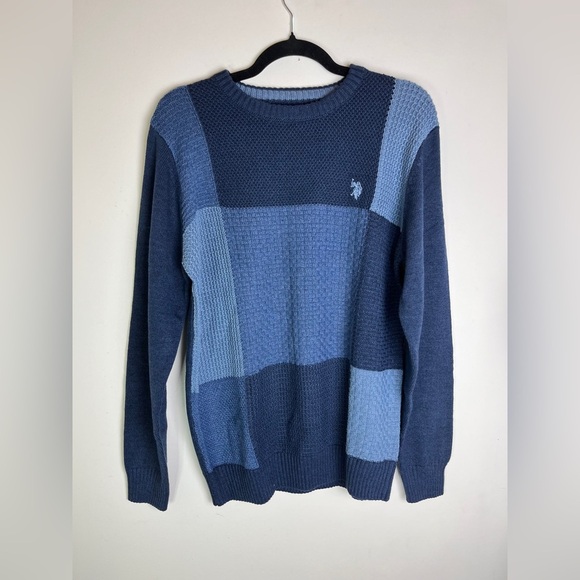U.S. Polo Assn. Navy Patchwork Cotton Blend Sweater NWT Size Small - Picture 10 of 12